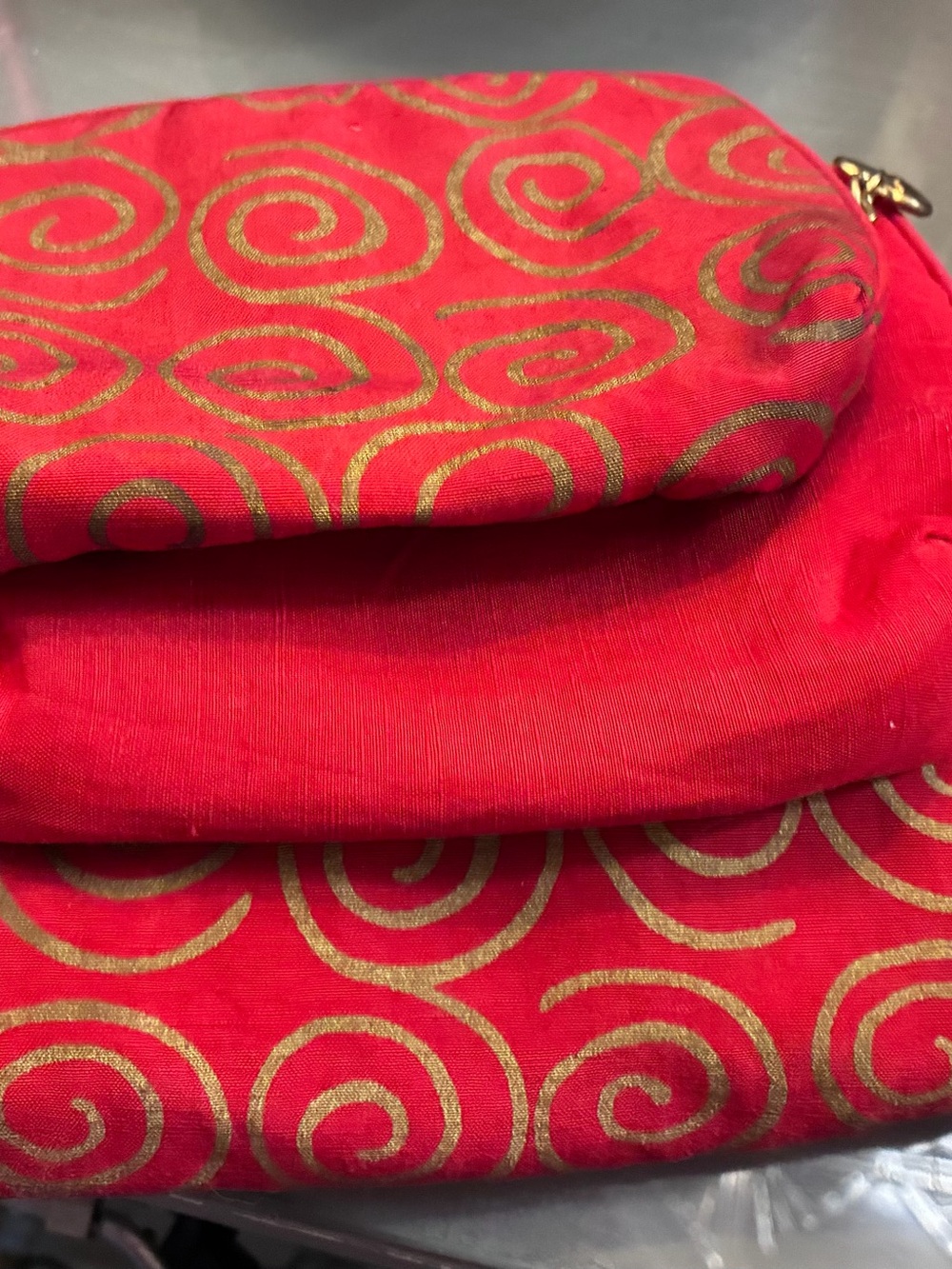 Victoria's Secret Red Make-Up bags with Gold Spiral Print